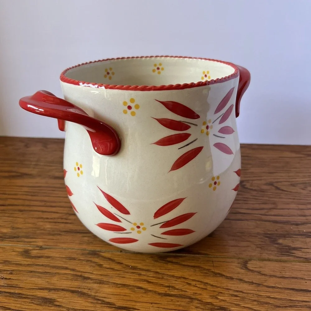Temptations Old World Red‎ Crock Supersize Utensil Holder JAR Store & more 7